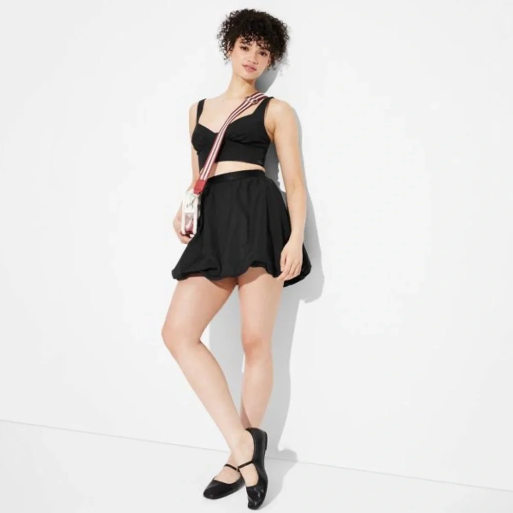 Bubble Skirt High Waist Ruffle Hem Line Pleated Mini Short Puffy Short Skirts - Picture 1 of 3